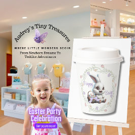 イースターバニーと卵のバスケット紙カップ 紙コップ