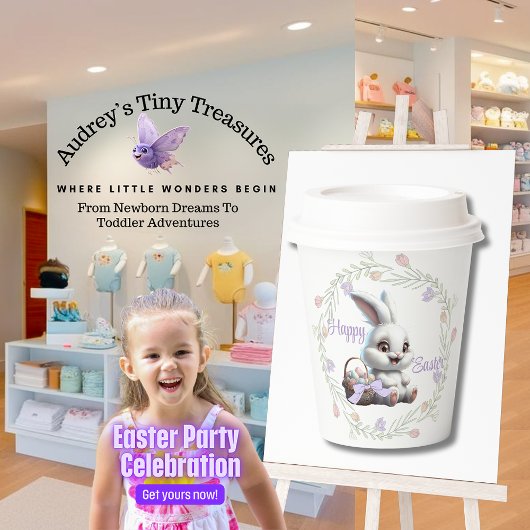 イースターバニーと卵のバスケット紙カップ 紙コップ