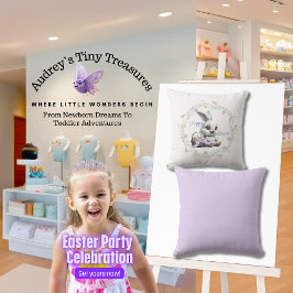 イースターバニーと卵のバスケット装飾用クッション クッション