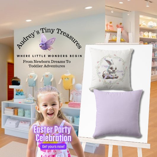 イースターバニーと卵のバスケット装飾用クッション クッション