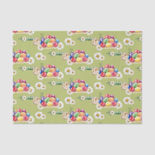 イースターバニーと卵のパーティーパターン組織 薄葉紙 (正面)
