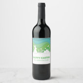 イースターバニーと卵のペーパーカット3d緑の自然 ワインラベル (正面)