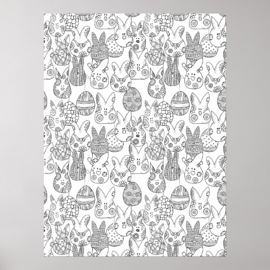 イースターバニーと卵の大きな成人着色 ポスター (正面)