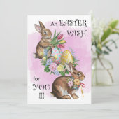 イースターバニーと卵の水彩フラットホリデーカード シーズンカード (スタンド正面)