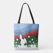 イースターバニーと卵の漫画の紙は春をカット トートバッグ (裏面)