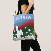 イースターバニーと卵の漫画の紙は春をカット トートバッグ (クローズアップ)