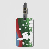 イースターバニーと卵の漫画紙カット春 ラゲッジタグ (正面縦)