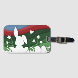 イースターバニーと卵の漫画紙カット春 ラゲッジタグ