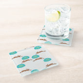 イースターバニーと卵の白 ガラスコースター (アングル)