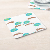 イースターバニーと卵の白 スクエアペーパーコースター (アングル)