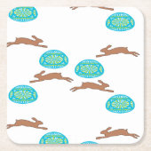 イースターバニーと卵の白 スクエアペーパーコースター (正面)