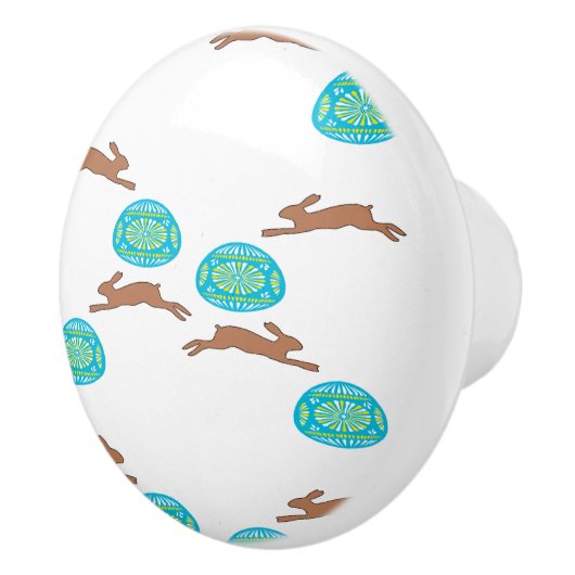 イースターバニーと卵の白 セラミックノブ (右)