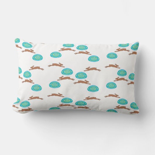 イースターバニーと卵の白 ランバークッション (正面)