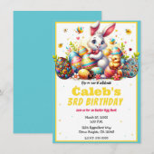 イースターバニーと卵の誕生日パーティー 招待状 (正面/裏面)