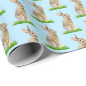 イースターバニーと卵オンブルー ラッピングペーパー (ロールコーナー)