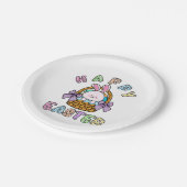 イースターバニーと卵バスケット ペーパープレート (アングル)