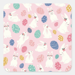 イースターバニーと卵 スクエアシール