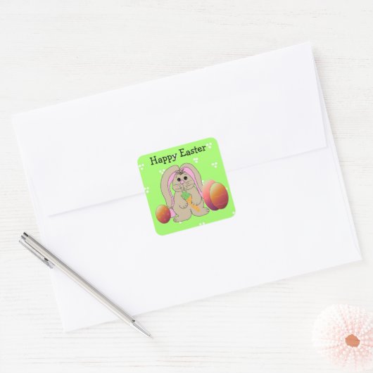 イースターバニーと卵 スクエアシール (封筒)