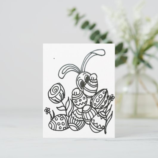 イースターバニーと卵 ポストカード (スタンド正面)