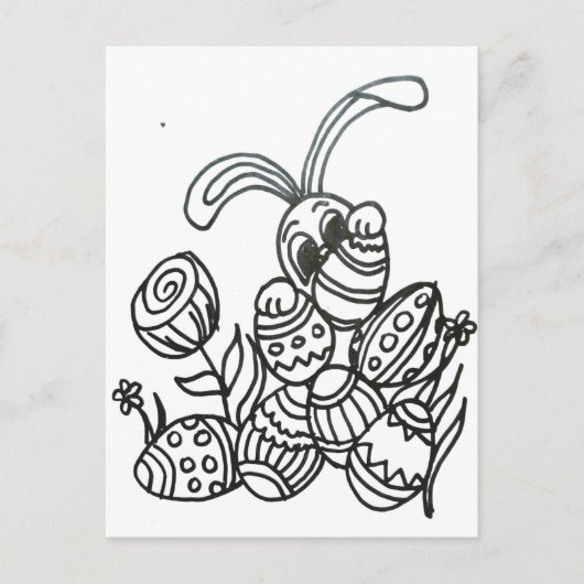 イースターバニーと卵 ポストカード (正面)