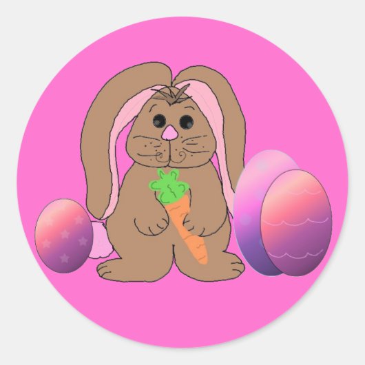 イースターバニーと卵 ラウンドシール (正面)