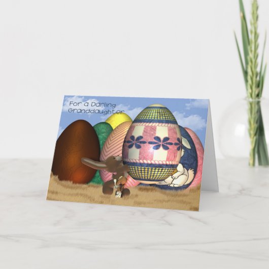 イースターバニーと子犬の孫娘イースターカード シーズンカード (正面)