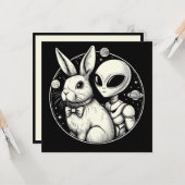 イースターバニーと宇宙エイリアンUFO Sci おもしろい Fi カード (正面/裏面インサイチュ)