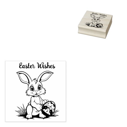 🐰イースターバニーと文字とのハッピーイースター ラバースタンプ (押印)