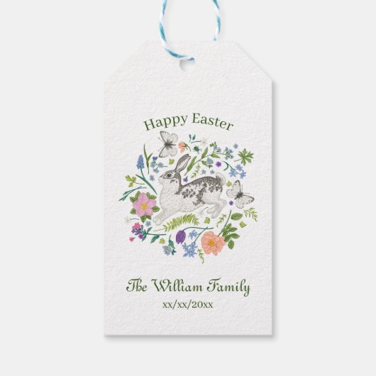 イースターバニーと春の花 ギフトタグ (裏面)