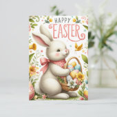 イースターバニーと春開花 サンキューカード (スタンド正面)