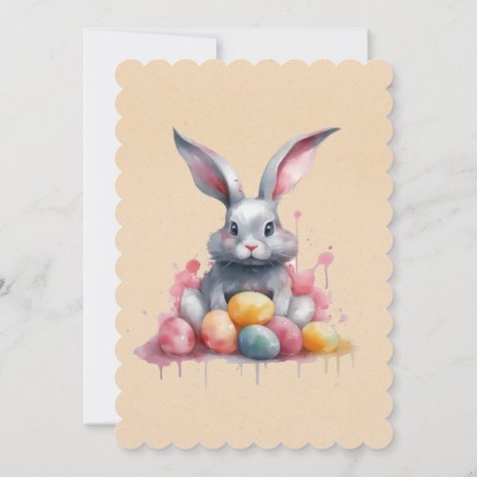 イースターバニーと水の色の卵ベビーシャワー 招待状 (裏面)