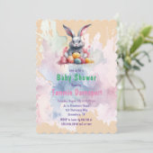 イースターバニーと水の色の卵ベビーシャワー 招待状 (スタンド正面)