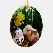 イースターバニーと牛卵 セラミックオーナメント (右)