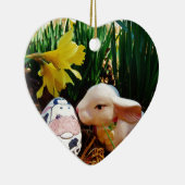 イースターバニーと牛卵 セラミックオーナメント (右)