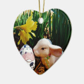 イースターバニーと牛卵 セラミックオーナメント (左)