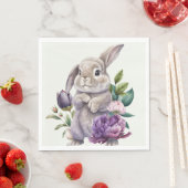 イースターバニーと牡丹の花 スタンダードランチョンナプキン (インサイチュ)