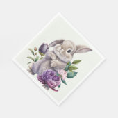 イースターバニーと牡丹の花 スタンダードランチョンナプキン (角)