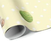 イースターバニーと色付きエッグイエロー水玉模様 ラッピングペーパー (ロールコーナー)