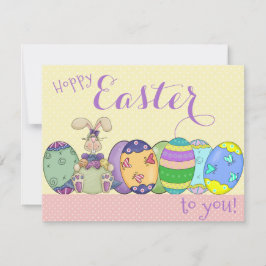 イースターバニーと色付きエッグカー子供へド シーズンカード