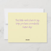 イースターバニーと色付きエッグカー子供へド シーズンカード (裏面)