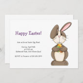 イースターバニーと色卵 招待状 (正面/裏面)