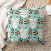 イースターバニーと葉 クッション (ブランケット)