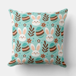 イースターバニーと葉 クッション