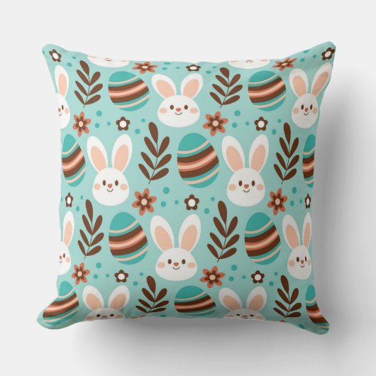 イースターバニーと葉 クッション (正面)