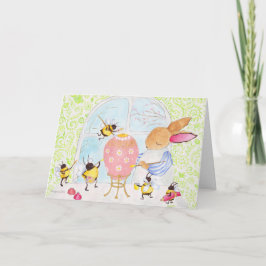 イースターバニーと蜂のホリデーカード シーズンカード