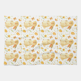 イースターバニーと蝶 キッチンタオル