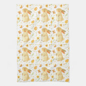 イースターバニーと蝶 キッチンタオル (縦)