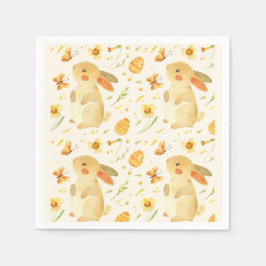 イースターバニーと蝶 スタンダードカクテルナプキン