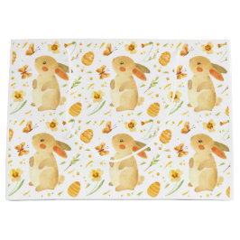 イースターバニーと蝶 ラージペーパーバッグ