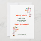 イースターバニーと風船のパーティー 招待状 (裏面)